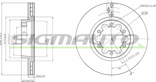 SIGMAUTO DB0339V - Тормозной диск autospares.lv