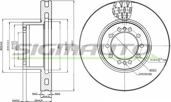 SIGMAUTO DB0324V - Тормозной диск autospares.lv