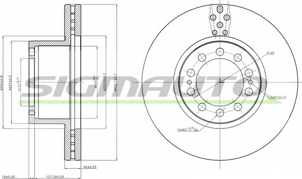 SIGMAUTO DB0323V - Тормозной диск autospares.lv