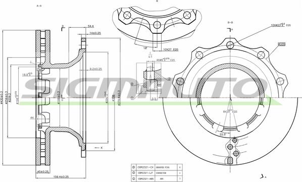 SIGMAUTO DB0294V - Тормозной диск autospares.lv