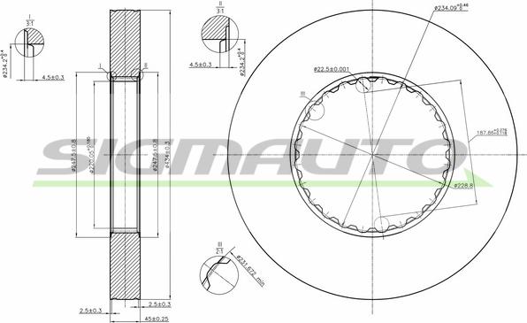 SIGMAUTO DB0249S - Тормозной диск autospares.lv