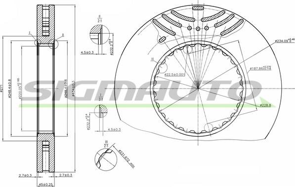 SIGMAUTO DB0259V - Тормозной диск autospares.lv