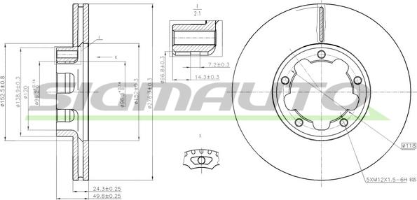 SIGMAUTO DB0261V - Тормозной диск autospares.lv