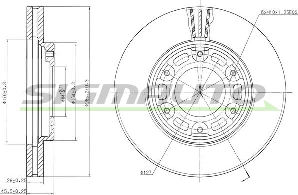 SIGMAUTO DBA991V - Тормозной диск autospares.lv