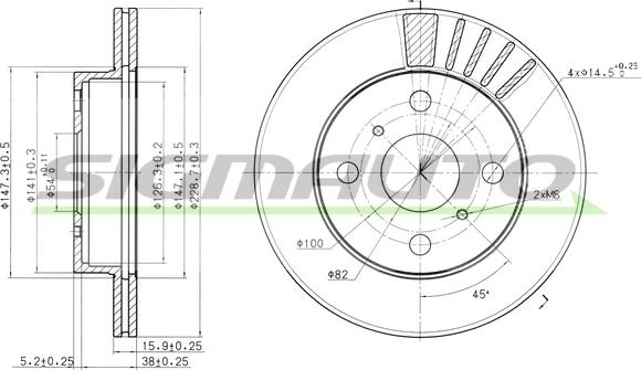 SIGMAUTO DBA948V - Тормозной диск autospares.lv