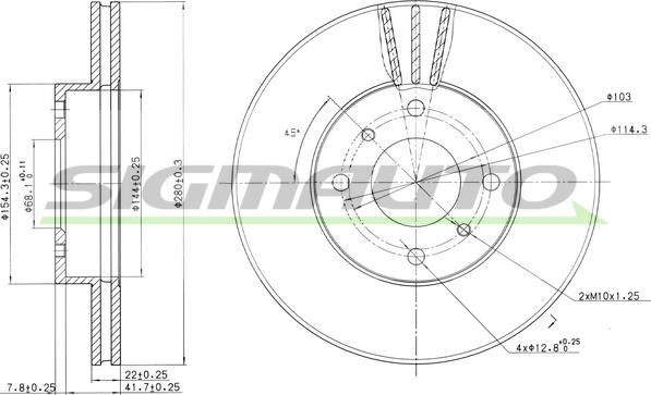 SIGMAUTO DBA959V - Тормозной диск autospares.lv