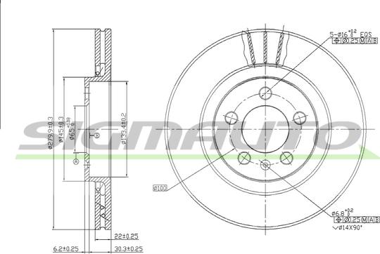 SIGMAUTO DBA928V - Тормозной диск autospares.lv