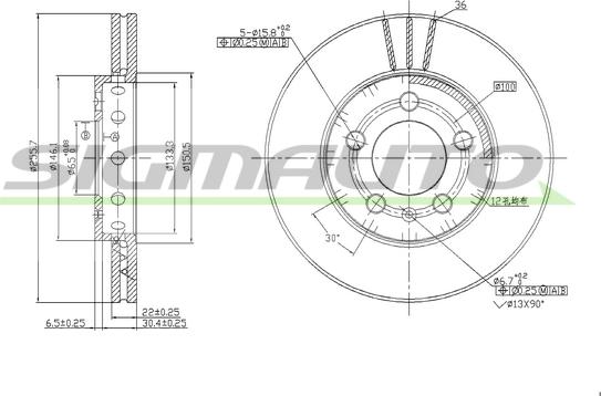 SIGMAUTO DBA927V - Тормозной диск autospares.lv