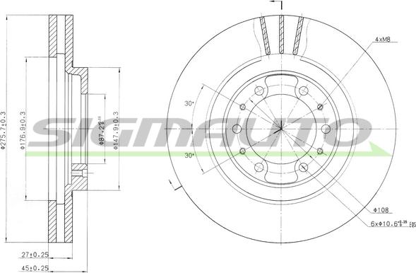 SIGMAUTO DBA974V - Тормозной диск autospares.lv