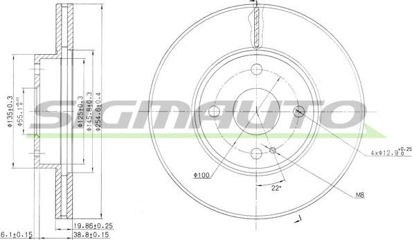 SIGMAUTO DBA975V - Тормозной диск autospares.lv