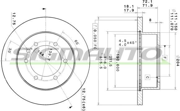 SIGMAUTO DBA976V - Тормозной диск autospares.lv