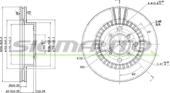 SIGMAUTO DBA978V - Тормозной диск autospares.lv