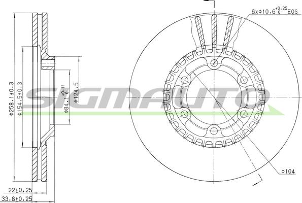 SIGMAUTO DBA459V - Тормозной диск autospares.lv