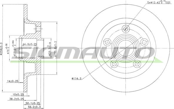 SIGMAUTO DBA456S - Тормозной диск autospares.lv