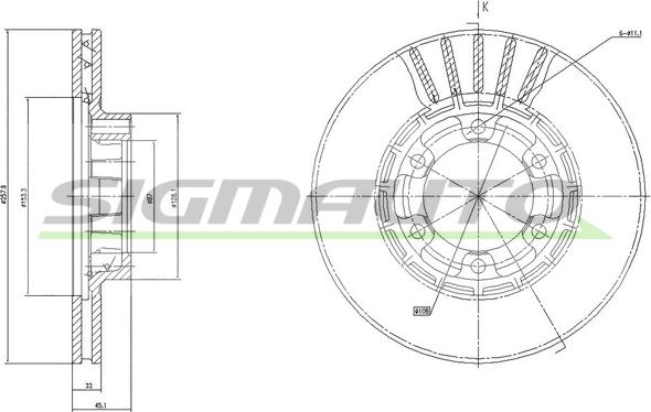 SIGMAUTO DBA458V - Тормозной диск autospares.lv