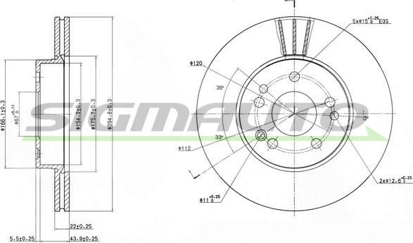 SIGMAUTO DBA457V - Тормозной диск autospares.lv