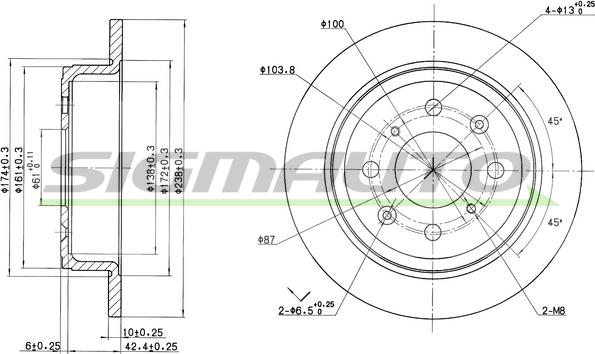 SIGMAUTO DBA468S - Тормозной диск autospares.lv