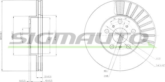 SIGMAUTO DBA403V - Тормозной диск autospares.lv