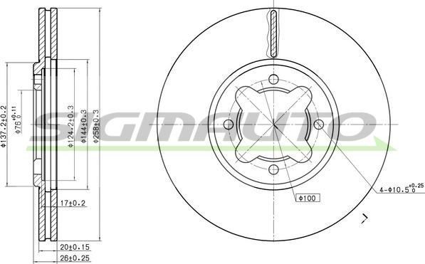 SIGMAUTO DBA410V - Тормозной диск autospares.lv