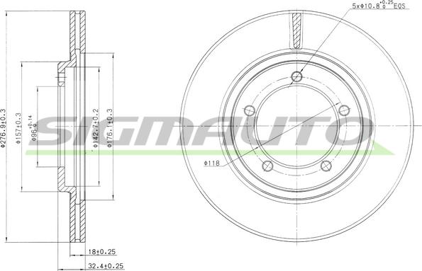 SIGMAUTO DBA420V - Тормозной диск autospares.lv