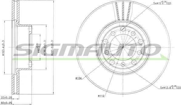 SIGMAUTO DBA476V - Тормозной диск autospares.lv