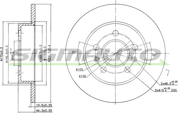 SIGMAUTO DBA556S - Тормозной диск autospares.lv