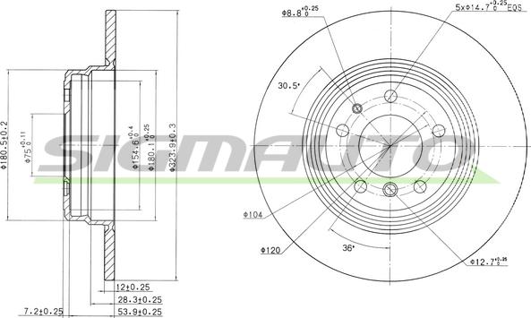 SIGMAUTO DBA553S - Тормозной диск autospares.lv