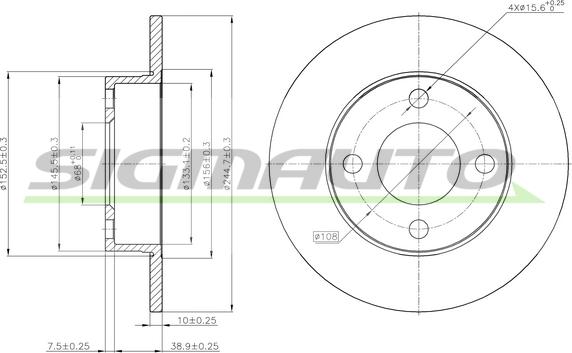 SIGMAUTO DBA563S - Тормозной диск autospares.lv