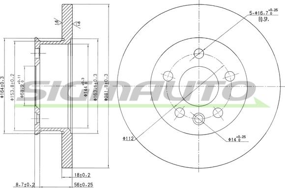 SIGMAUTO DBA562S - Тормозной диск autospares.lv