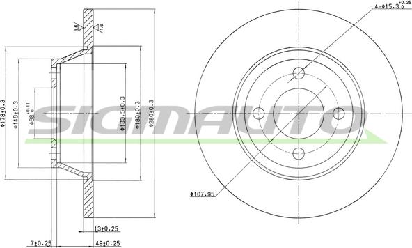 SIGMAUTO DBA518S - Тормозной диск autospares.lv