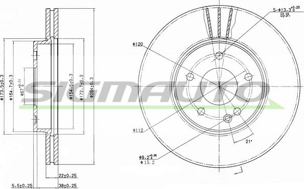 SIGMAUTO DBA588V - Тормозной диск autospares.lv