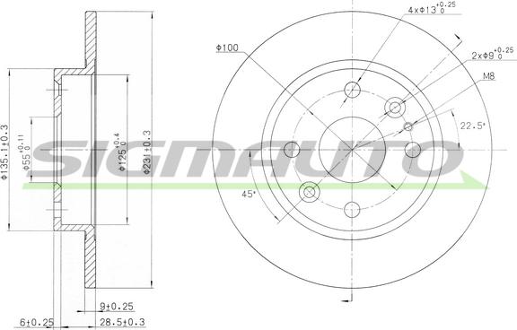 SIGMAUTO DBA525S - Тормозной диск autospares.lv