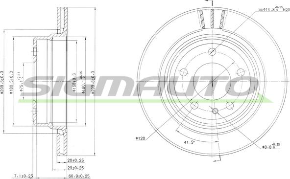 SIGMAUTO DBA520V - Тормозной диск autospares.lv