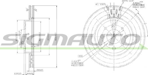 SIGMAUTO DBA521V - Тормозной диск autospares.lv