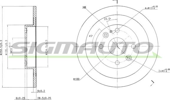 SIGMAUTO DBA523S - Тормозной диск autospares.lv