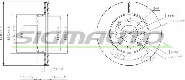 SIGMAUTO DBA571V - Тормозной диск autospares.lv