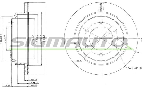 SIGMAUTO DBA695V - Тормозной диск autospares.lv