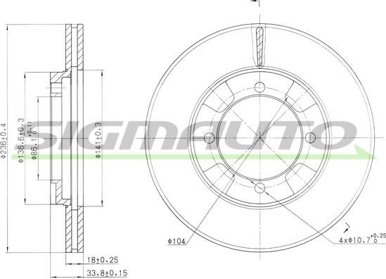 SIGMAUTO DBA692V - Тормозной диск autospares.lv