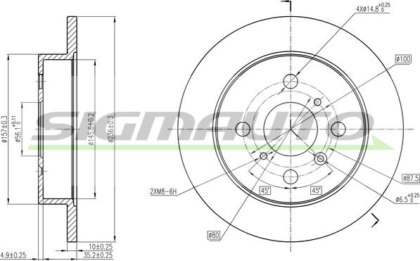 SIGMAUTO DBA650S - Тормозной диск autospares.lv