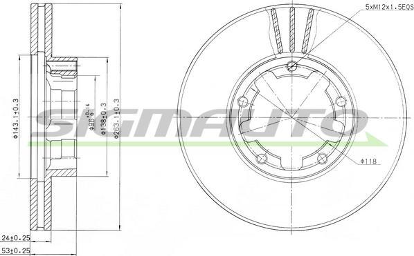 SIGMAUTO DBA668V - Тормозной диск autospares.lv