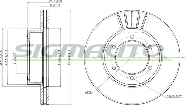 SIGMAUTO DBA614V - Тормозной диск autospares.lv