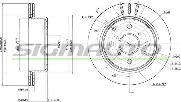 SIGMAUTO DBA611V - Тормозной диск autospares.lv