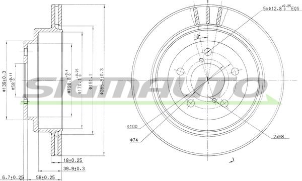 SIGMAUTO DBA680V - Тормозной диск autospares.lv