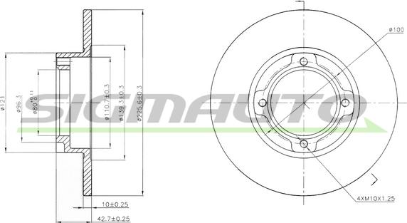 SIGMAUTO DBA636S - Тормозной диск autospares.lv