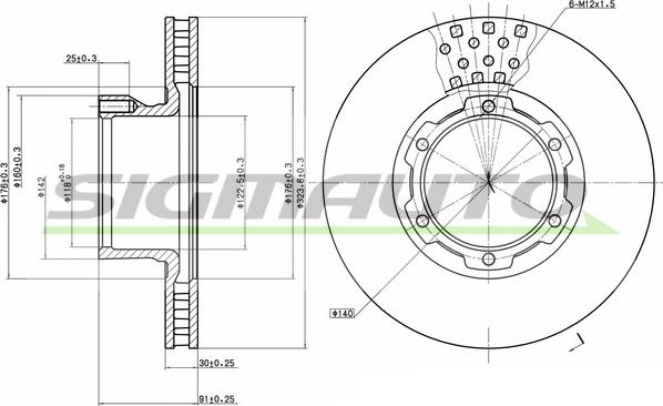 SIGMAUTO DBA632V - Тормозной диск autospares.lv