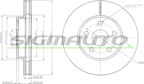 SIGMAUTO DBA620V - Тормозной диск autospares.lv