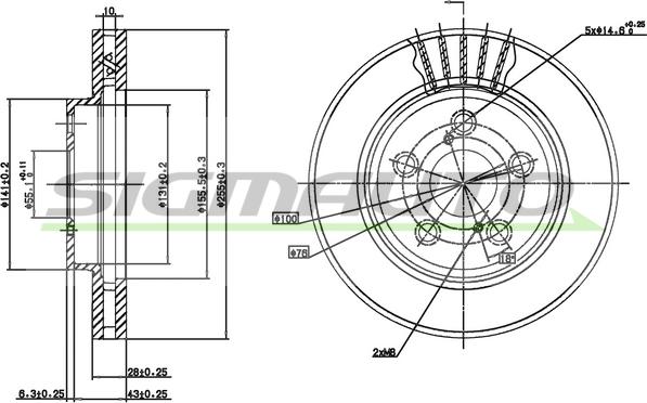 SIGMAUTO DBA621V - Тормозной диск autospares.lv