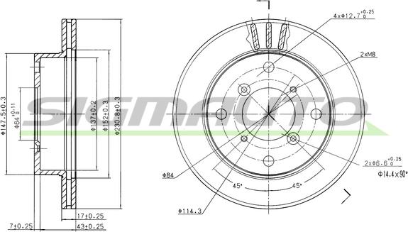 SIGMAUTO DBA623V - Тормозной диск autospares.lv