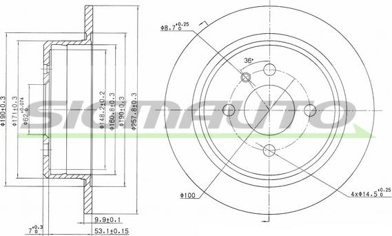 SIGMAUTO DBA093S - Тормозной диск autospares.lv