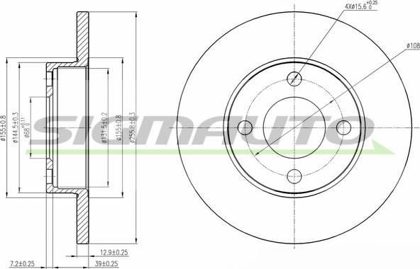 SIGMAUTO DBA048S - Тормозной диск autospares.lv